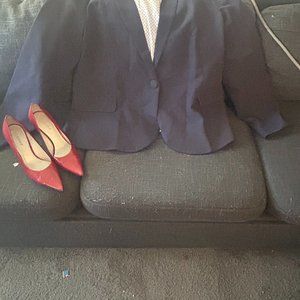Brand New Navy Blue Blazer (Size 1X) with matching Red/Blue Shoes (Size 7 1/2)